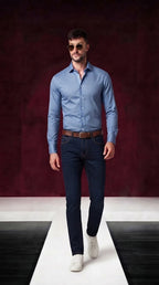 Hemd 1/1 Casuel Kent denim struckture