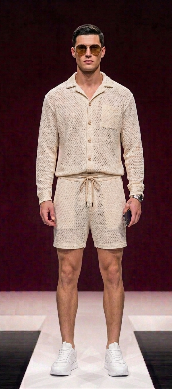Anzug 2Teilen Shorts creme