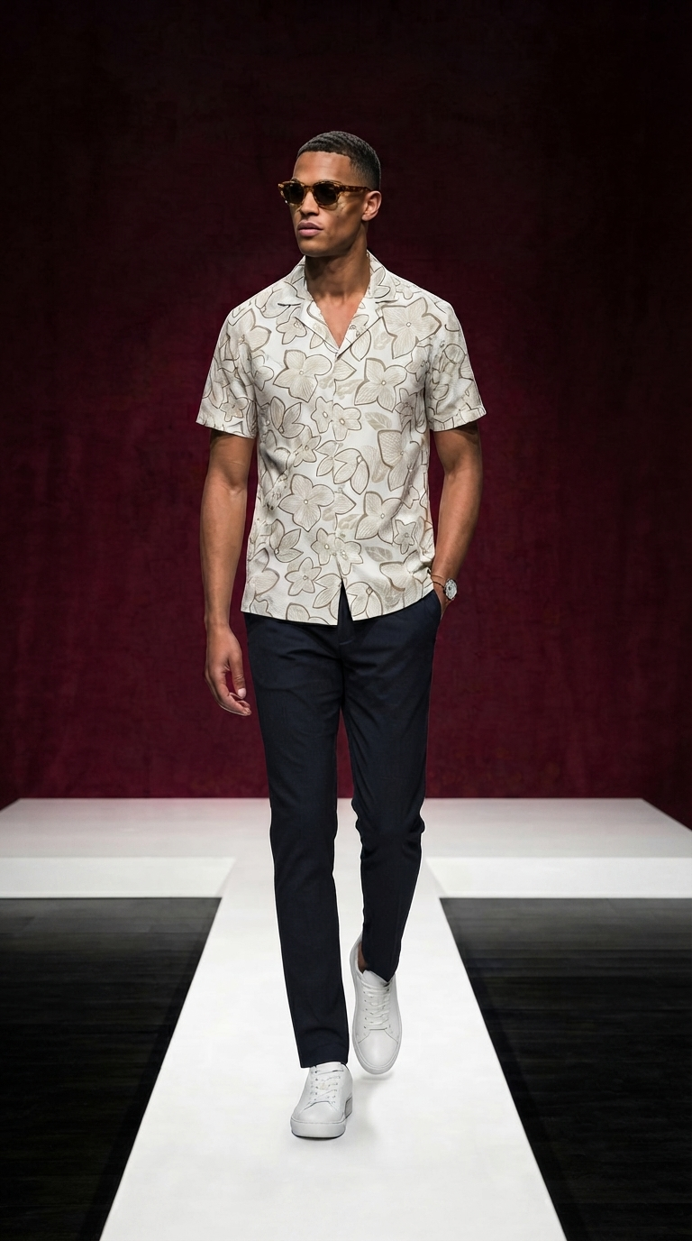 Hemd 1/2 regular fiore offwhite