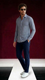 Style »Casual Kent« navy block stripes