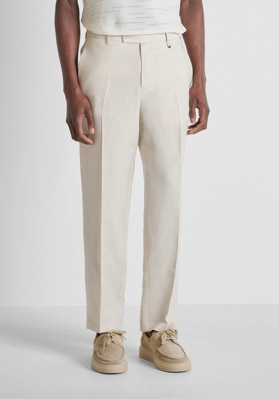 Hose Relaxed Fit „Evan“ aus Leinen-Viskose-Mischgewebe Slub