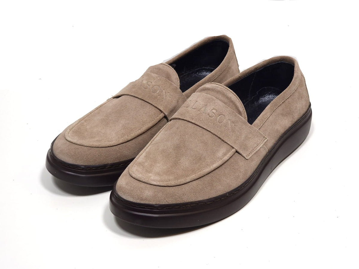 ellason slipper velour leder schuhe leano taupe