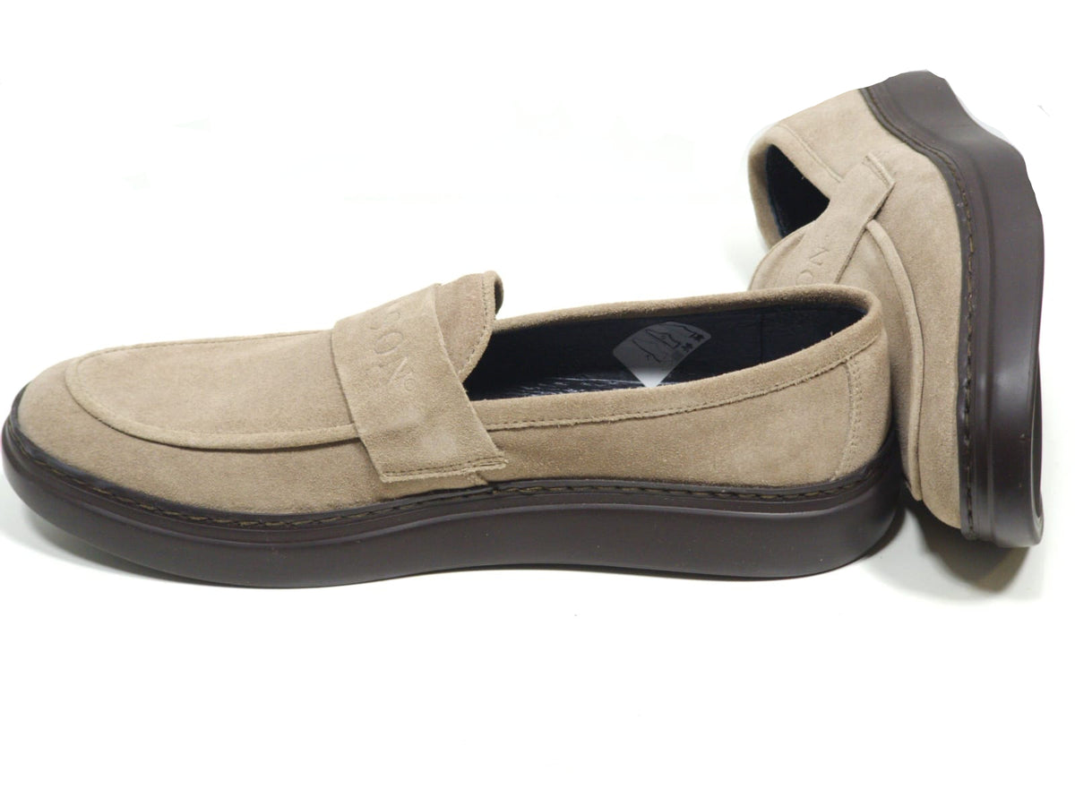 ellason slipper velour leder schuhe leano taupe
