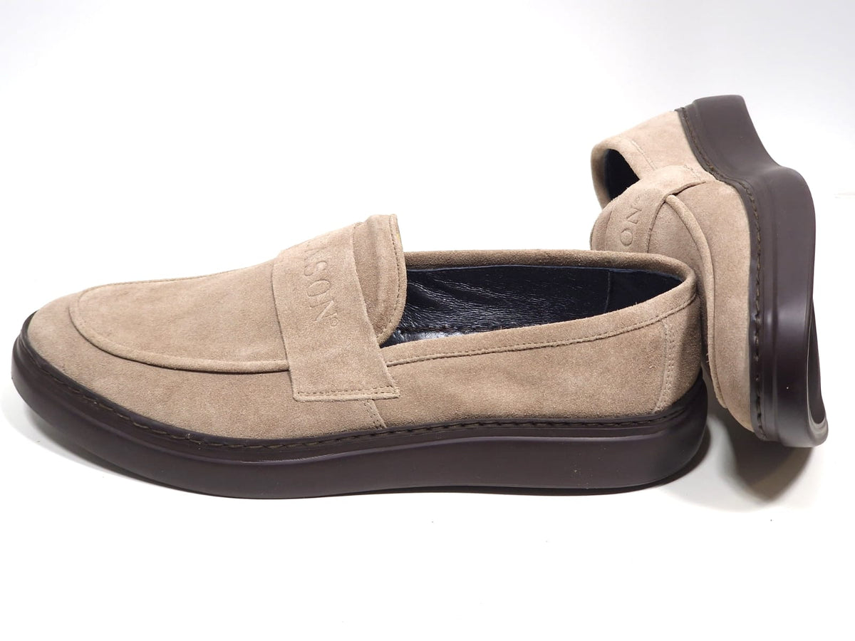 ellason slipper velour leder schuhe leano taupe