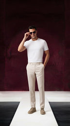 Hose Relaxed Fit „Evan“ aus Leinen-Viskose-Mischgewebe Slub