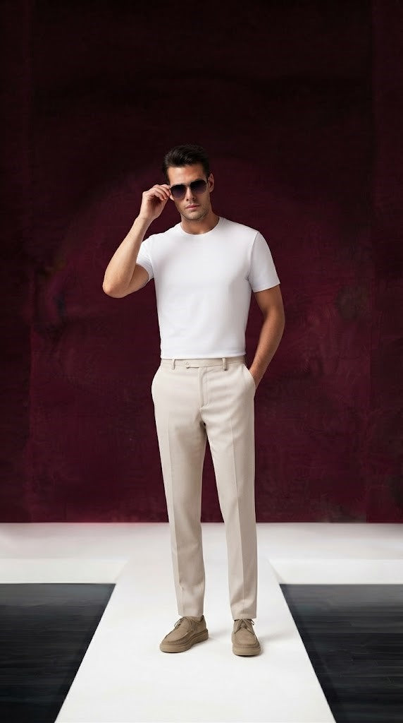 Hose Relaxed Fit „Evan“ aus Leinen-Viskose-Mischgewebe Slub