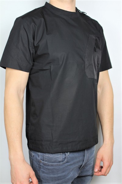 Shirt T-Shirt woven zip dk black