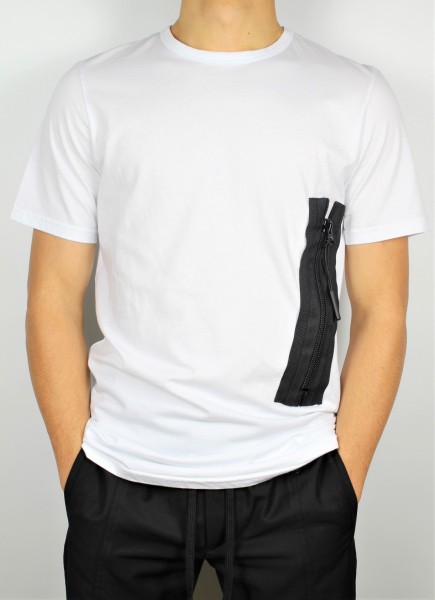 Shirt T-Shirt zip white
