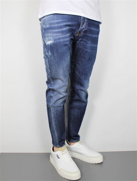 Jeans Tapered dots blue